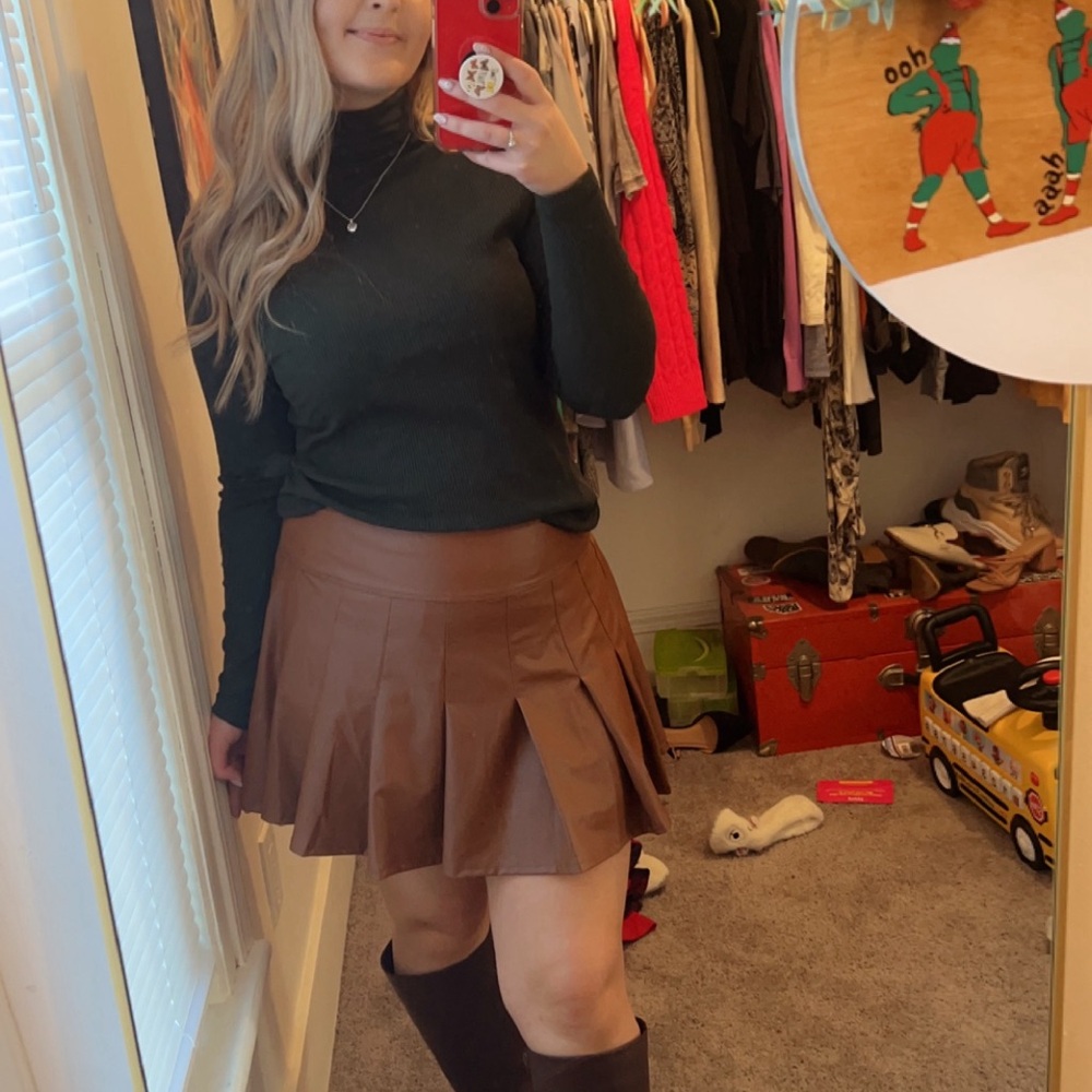aerie Brown Circle Skater Skirt